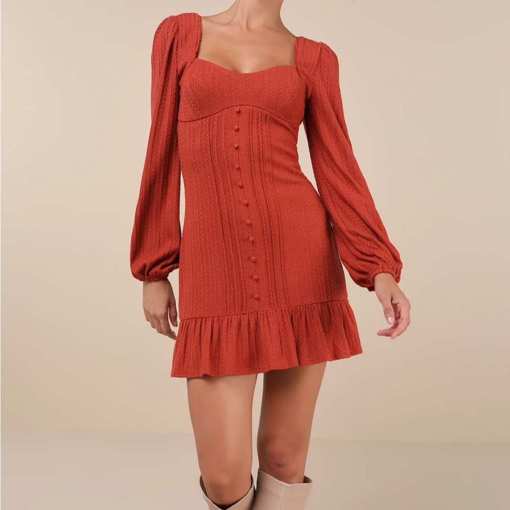 Lulu's Terracotta Knit Dress